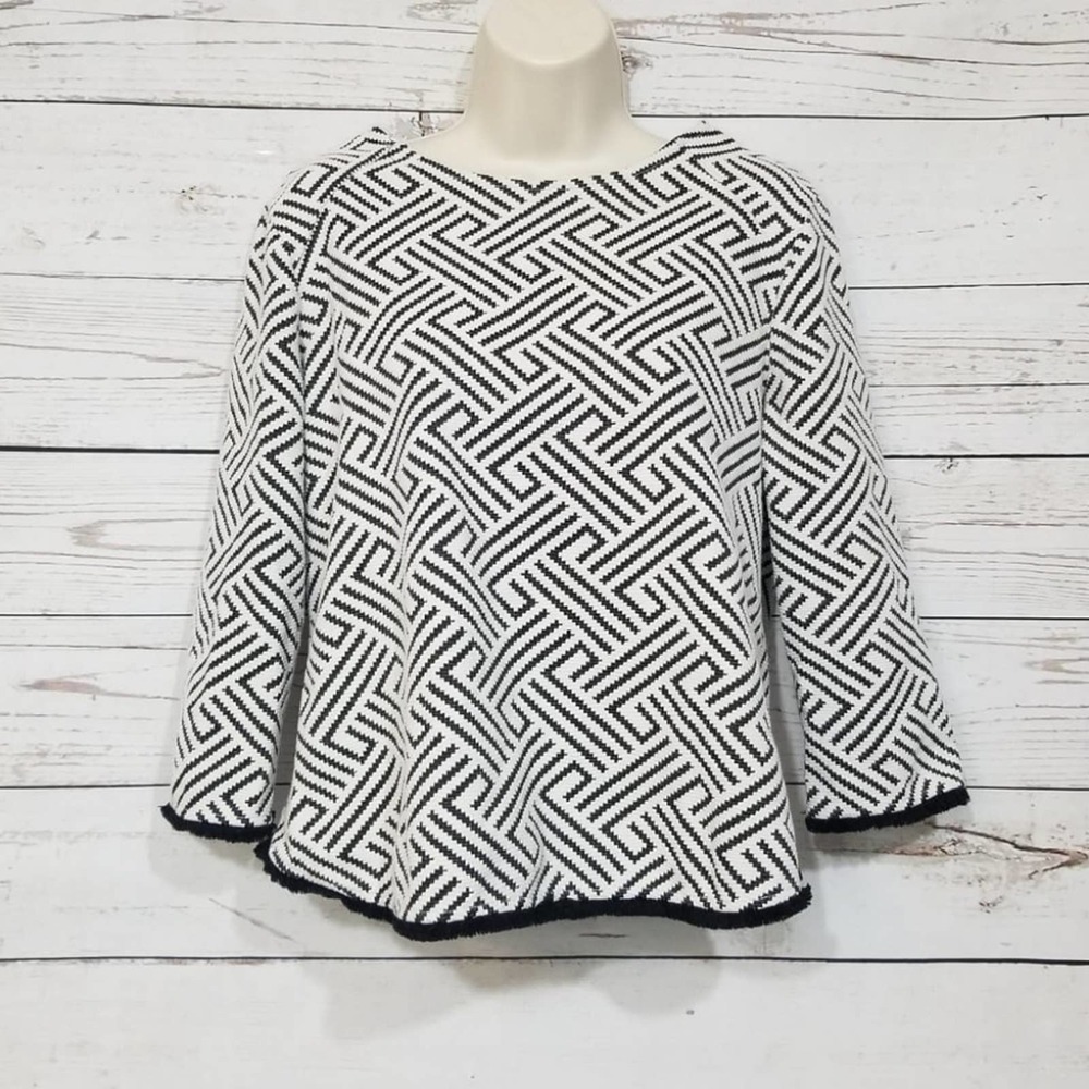 Anthro W5 Black and White Patterned Knit Top - Picture 1 of 7